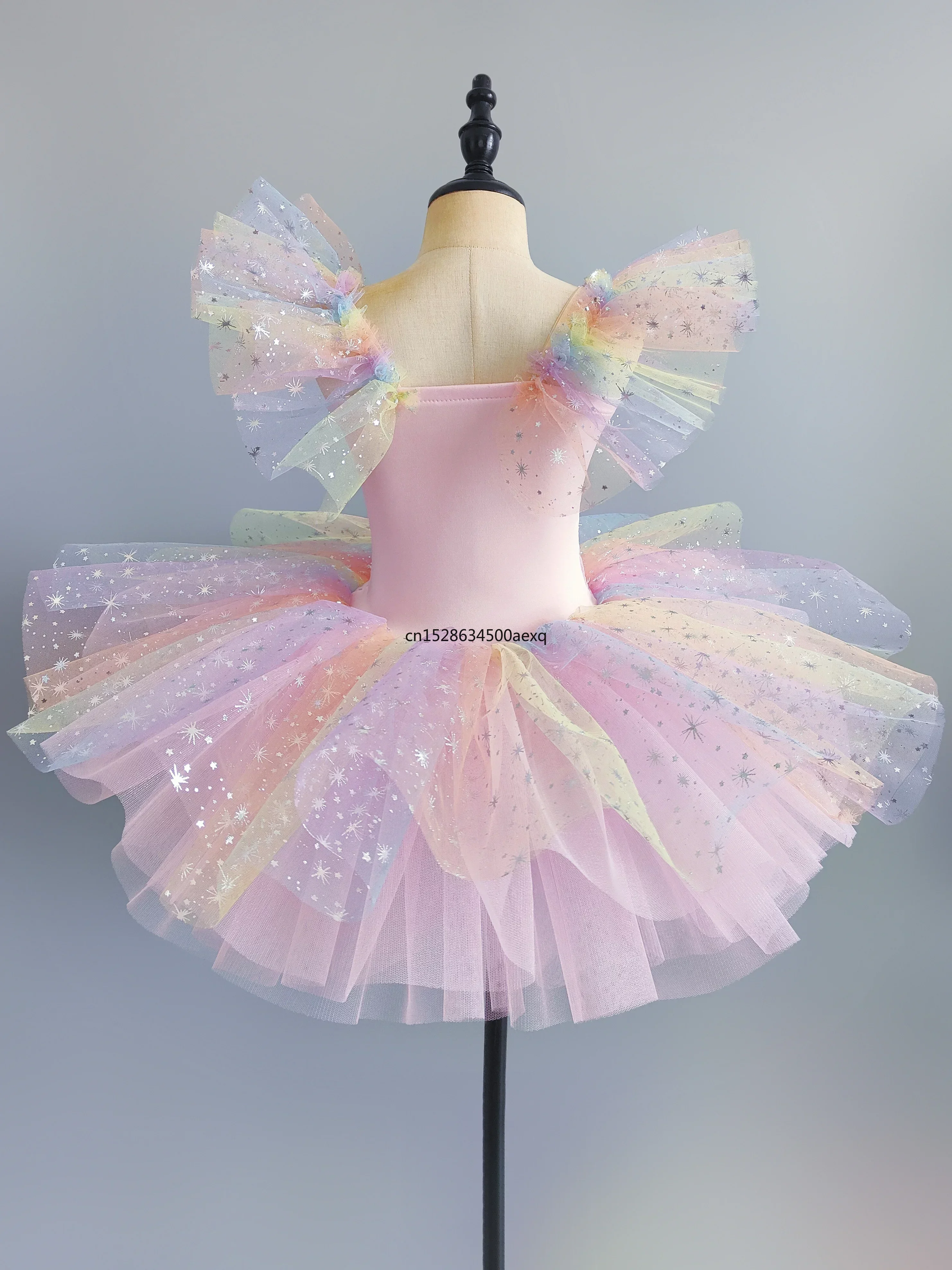 Vestido de Ballet con lentejuelas para niñas, tutú de princesa, Ropa de baile, faldas de rendimiento, siete colores