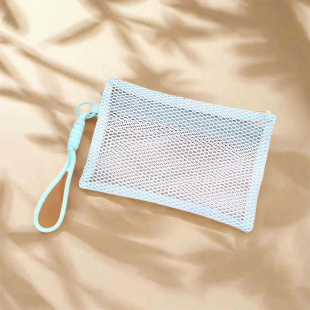 Alça saco de maquiagem de náilon leve reutilizável malha saco de cosméticos multi-purpose bolsa de moedas portátil bolsa de maquiagem viagem