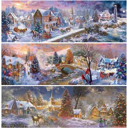 Diy Large Size Diamond Painting Winter Scenery Christmas House Mosaic Artwork Full Rhinestone Embroidery Picture Gifts AA4482