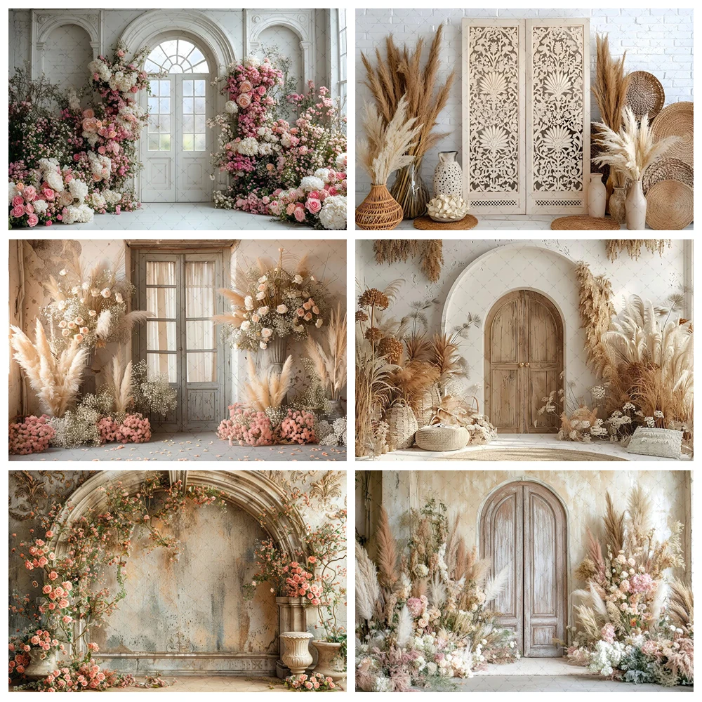 

Photography Background Spring Garden Floral House Child Birthday Party Cake Smash Portrait Decor Backdrop Photo Studio