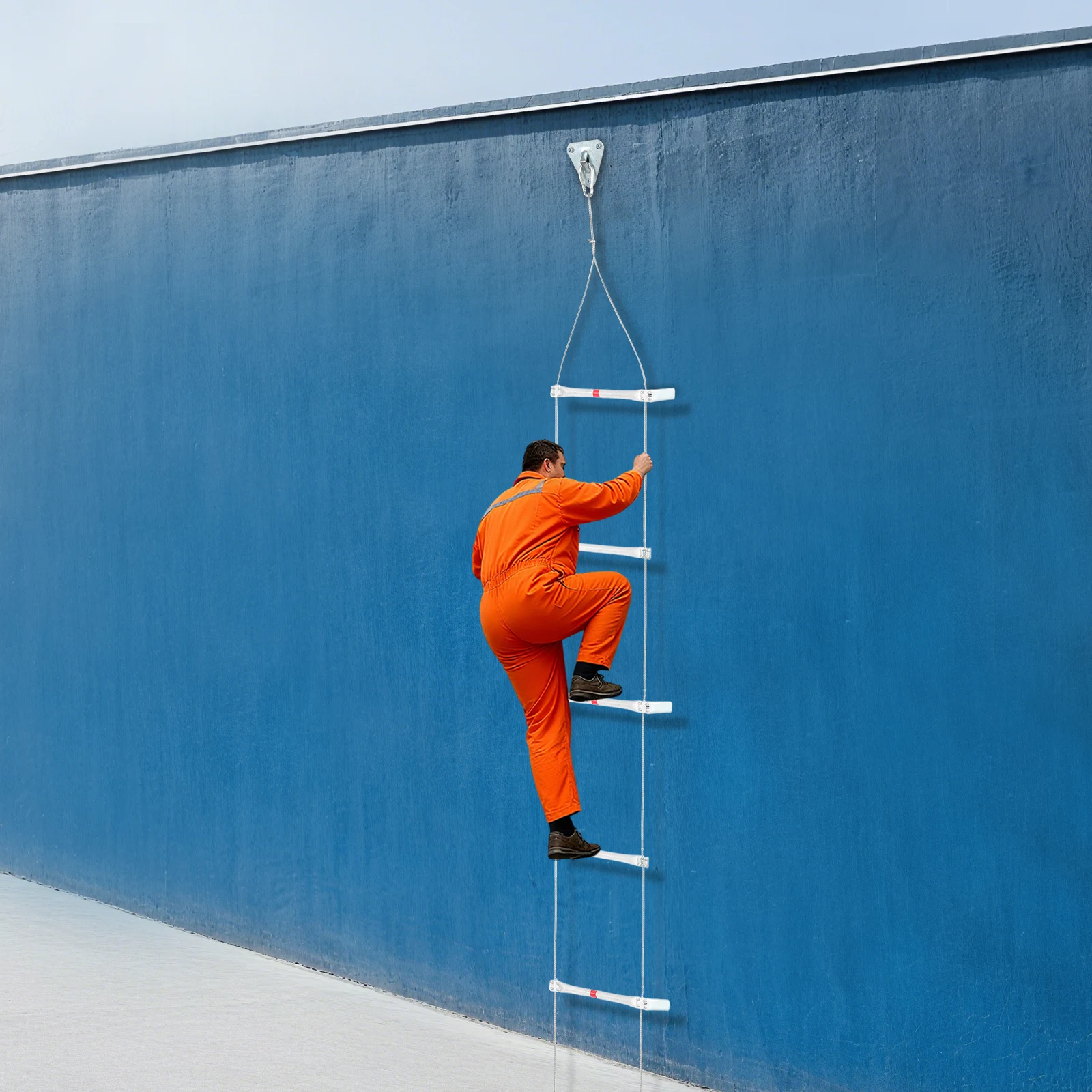 Échelle d'évacuation d'urgence de 15m, échelle de sauvetage incendie, capacité de 440lb avec crochet pour la sécurité de la fenêtre de la maison
