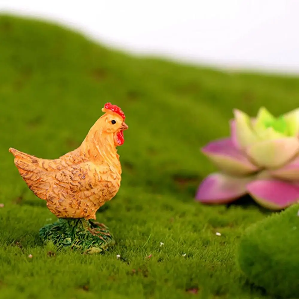 Farm Animal Mini Kid's Toy Hen Dollhouse Ornament Simulation Chicken Figurine Cock Statue Micro Landscape Bonsai Decor