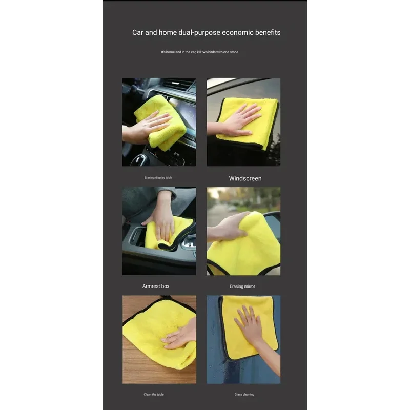 1-10pcs Car Wash Microfiber Towel 30x30/40/60CM Car Cleaning Drying Cloth Hemming Car Care Cloth Detailing Car Wash Towel