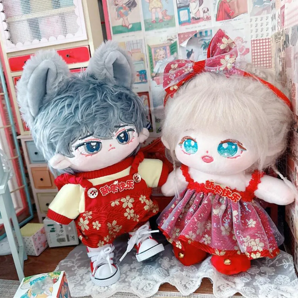 Vêtements du nouvel an 20CM, vêtements de poupée en coton, cape châle, robe de poupée en peluche, costume de remplacement, jouets à langer, vêtements