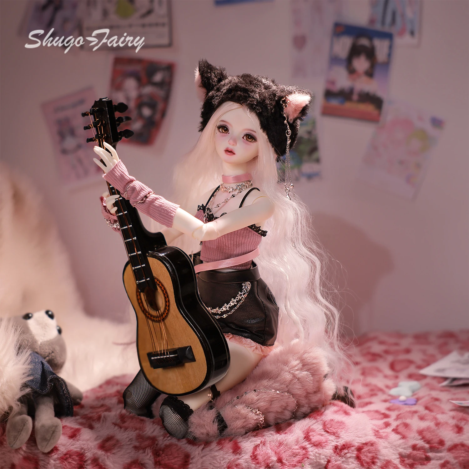 셀리아 N Y2K 배디 1/4 BJD 인형 풀세트 파스텔 펑크 스타일 핑크 사이버 액세서리 스윗 허니 걸 셰가페어리 수집용 피규어
