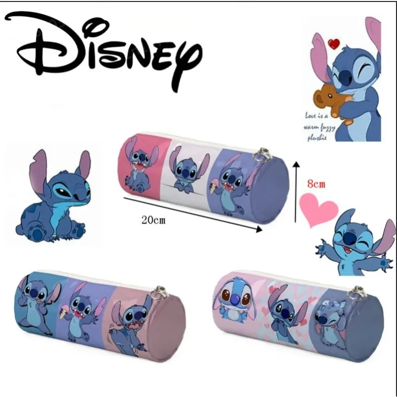 

Disney Stitch Cylindrical Pencil Cases for Children Anime Lilo & Stitch Pen Bag Large Capacity Stationery Storage Bag Kids Gift