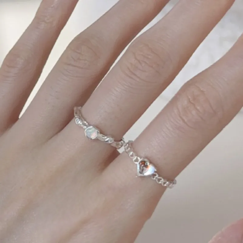 

Sam Panda 925 Sterling Silver Love Heart Zircon Ring For Women Cute Korean Versatile Adjustable Elegant Jewelry Gift Dropship