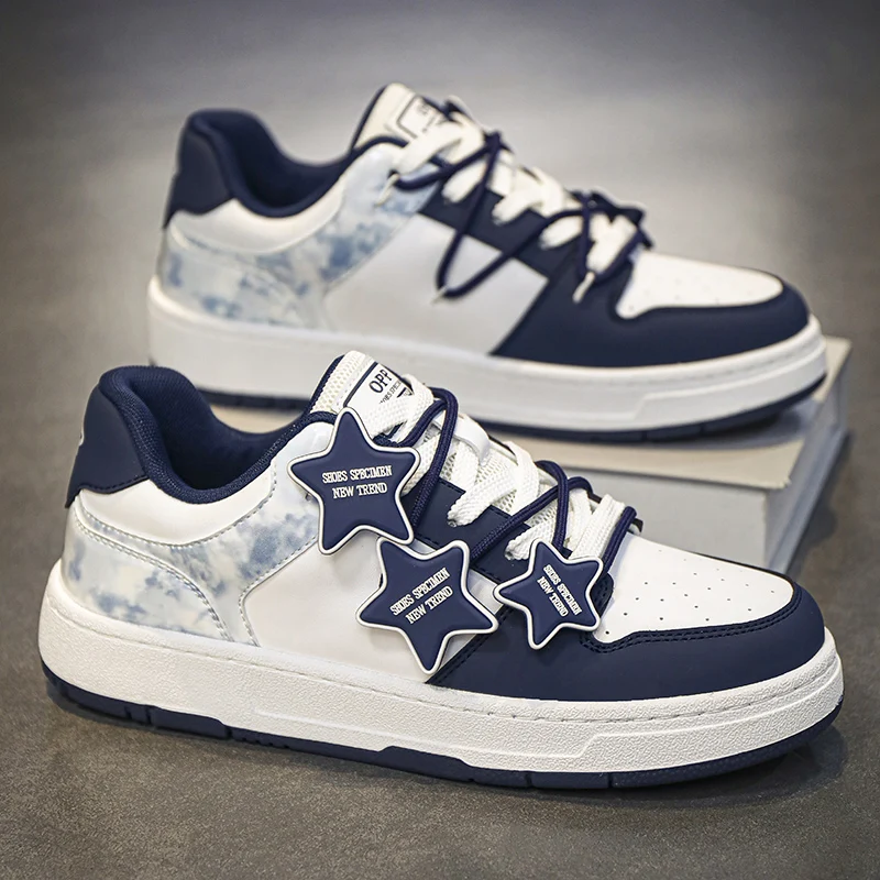 

2025 Autumn Men's White Sneakers - Breathable Korean Street Style, Versatile Casual Shoes with Hong Kong Vibes