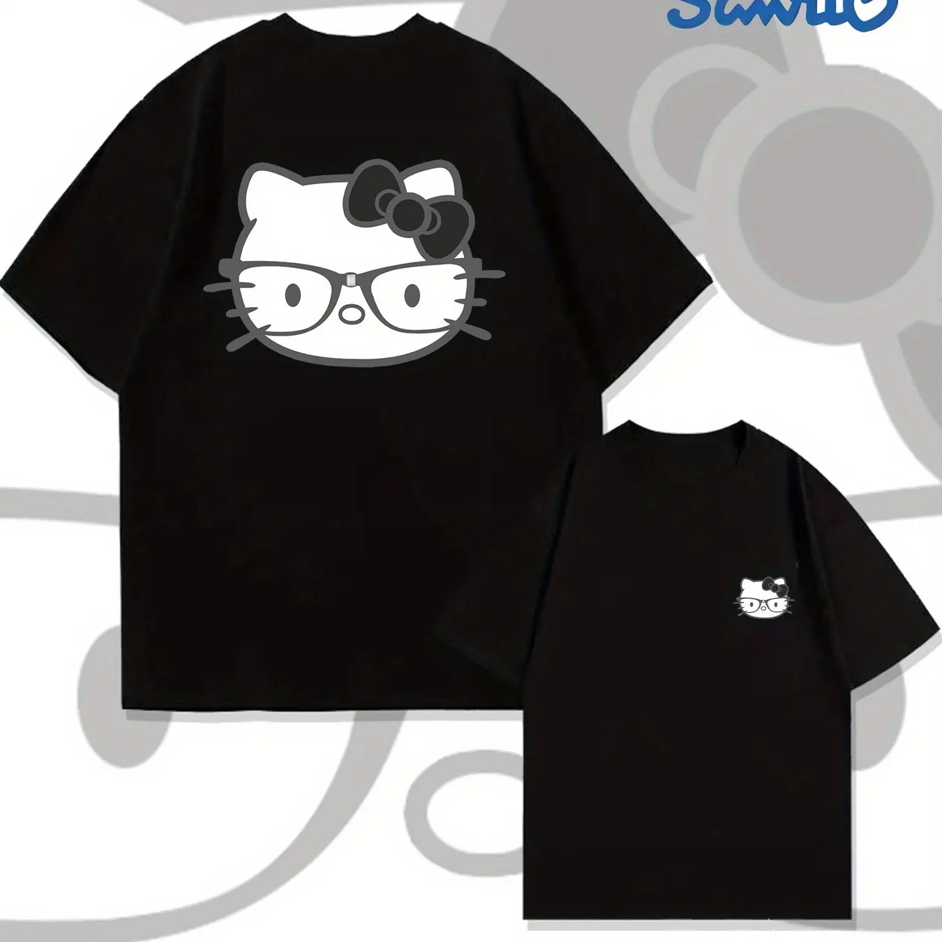 

Хлопковая футболка с принтом Hello Kitty, летняя и весенняя, с коротким рукавом, с круглым вырезом, повседневный свободный топ унисекс