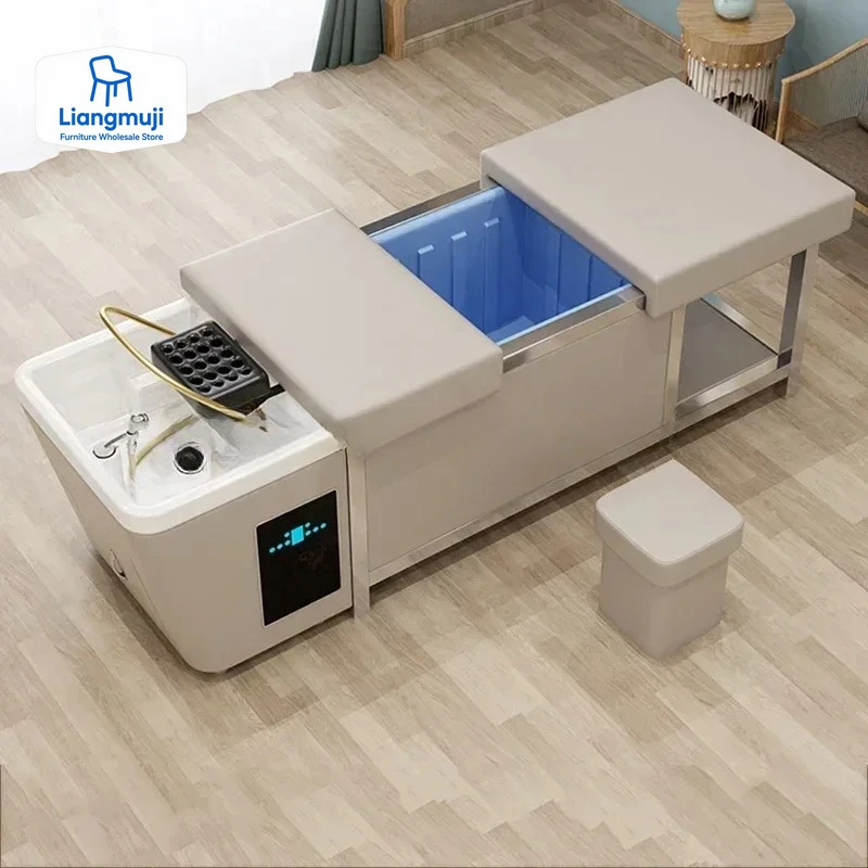 

Head Spa Hair Washing Bed Luxury Makeup Lounge Fumigation Water Tank Shampoo Chair Salon Lettino Massaggio Furniture MQ50SC