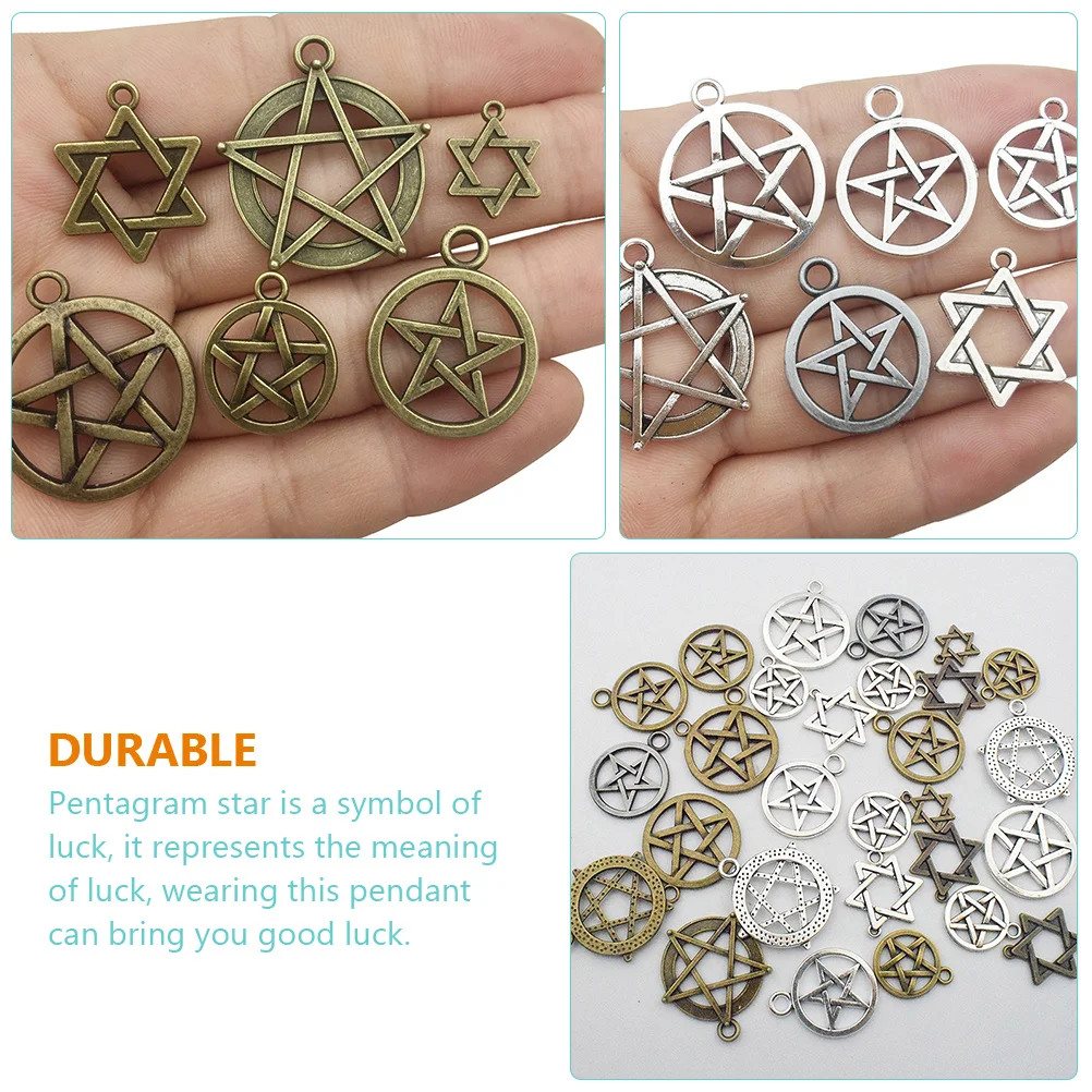 

48pcs Hollow Pentacle Pendant Retro Diy Jewelry Charm Sturdy Alloy For Bracelet Earring Necklace Making Assorted Decorative