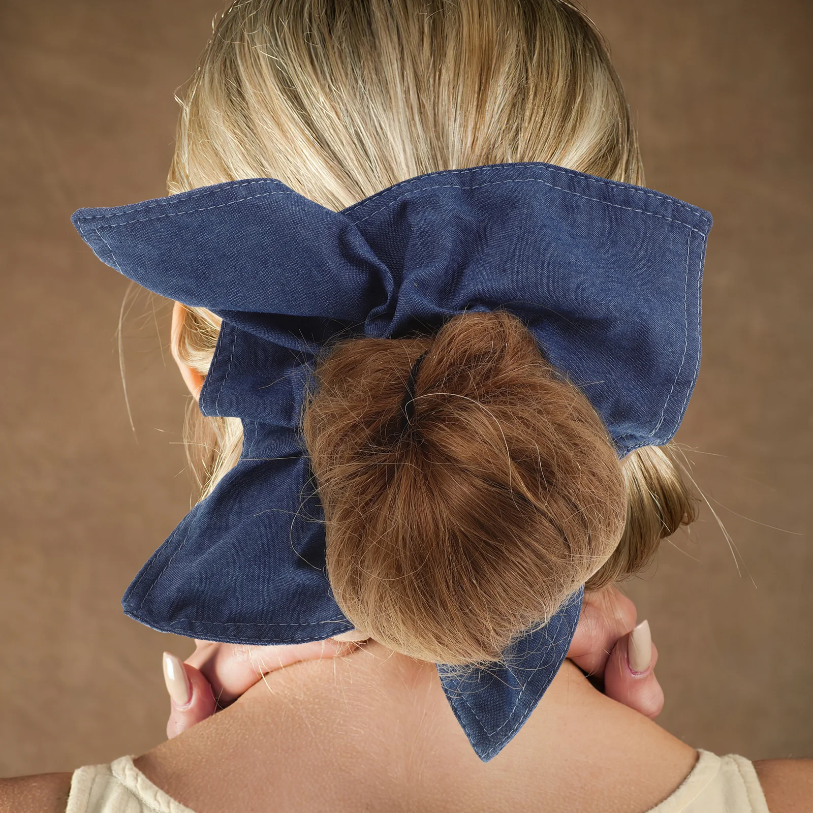 وشاح مربع الشعر التعادل الدنيم الأزرق سميكة شريط مرن للنساء مكتنزة Scrunchie اللون الداكن إكسسوارات الشعر ذيل حصان