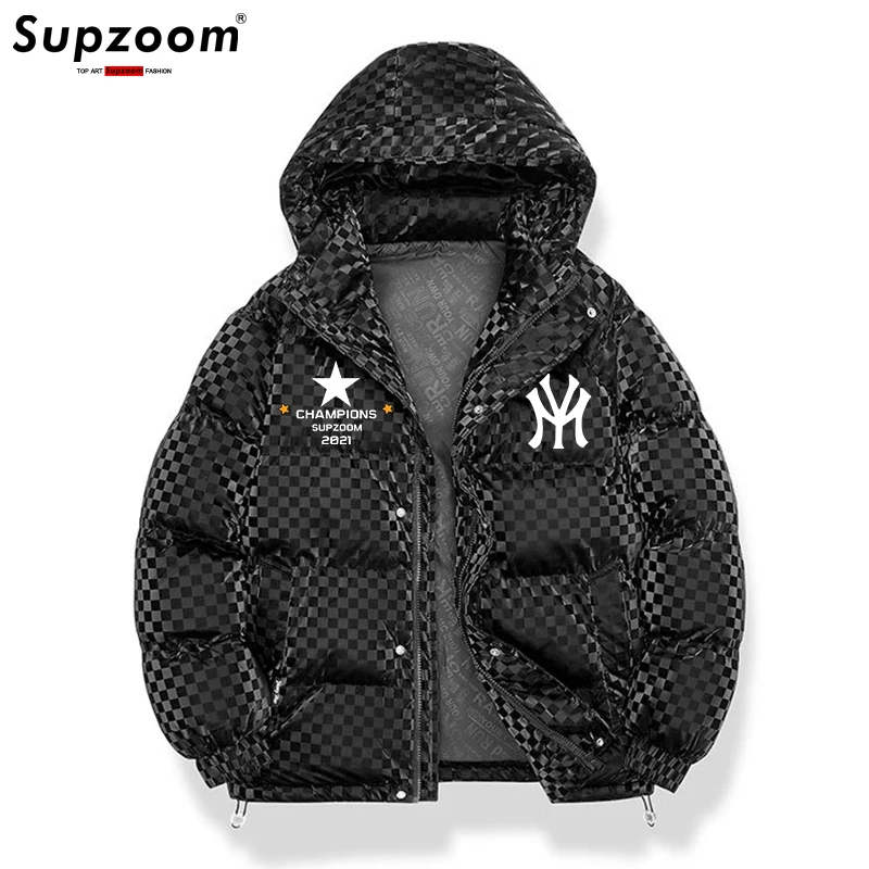 Supzoom New Arrival Casual Print Mens Winter Trendy Hooded Bread Couple Bright Face Starry Thickened Coat Cotton-padded Jackets