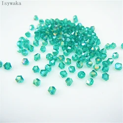 Isywaka Sale Blue Green AB Color 100pcs 3mm Bicone Austria Crystal Beads Glass Beads Loose Spacer Bead for DIY Jewelry Making