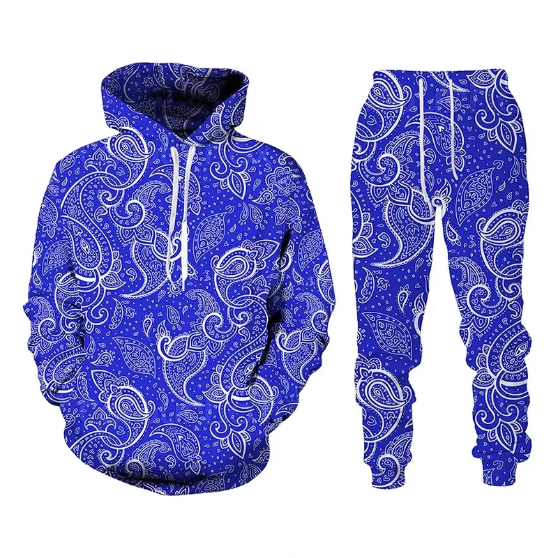New 3D Printing Couple Bandana Fashion Men Women Tracksuits Crewneck Hoodies+pants Plus Size S-7XL men clothing