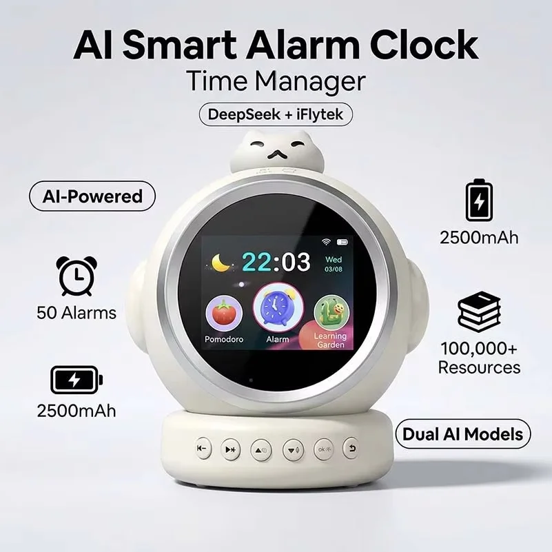 Smart AI Alarm Clock for Kids Ok to Wake Children with Sleep Training and Sound Talking Robot Toy Birthday Gift for Boy Girls