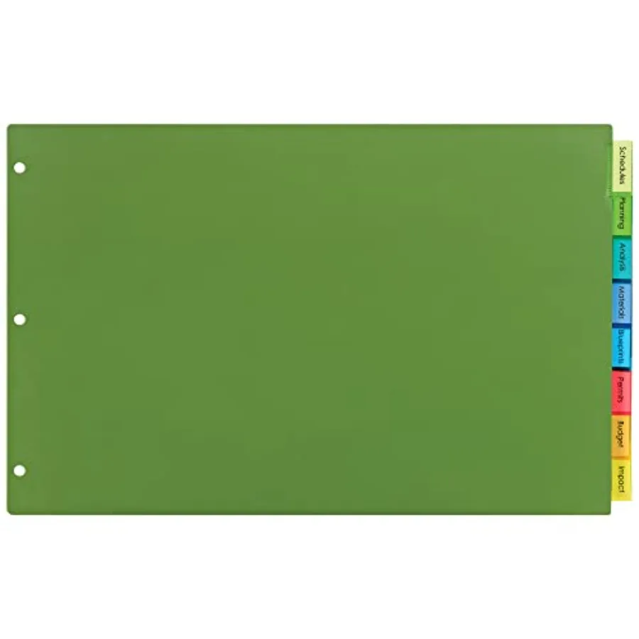 Dividers for 3 Ring Binders, 8-Tab Plastic Binder Dividers, 11