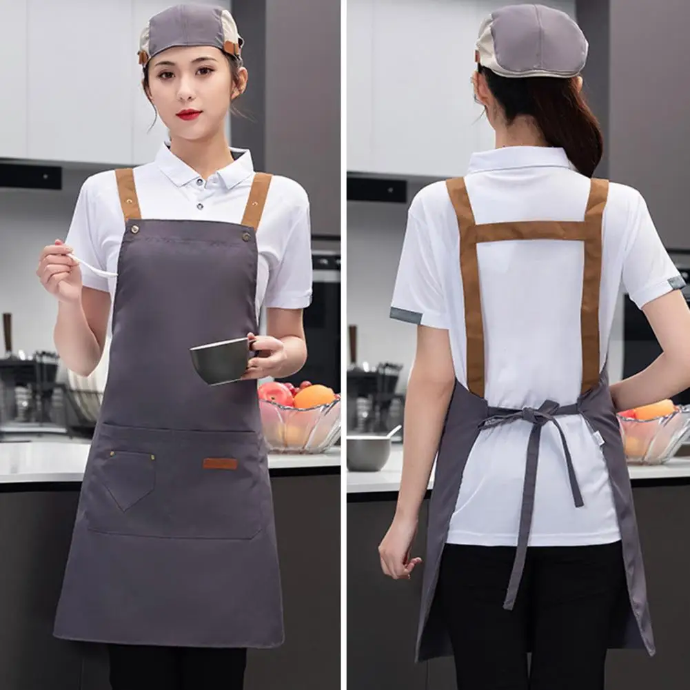 Cleaning Apron Canvas Kitchen Apron Solid Color Practical Anti-fouling Cleaning Apron Cooking Pinafore Kitchen Supplies