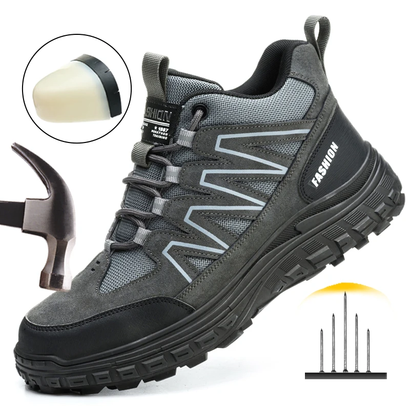 安全靴男性鋼つま先作業靴抗スマッシュ抗穿刺不滅の靴保護ブーツ戦術的なブーツ
