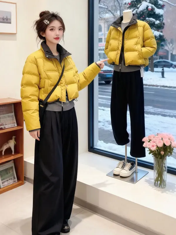 

Faionable ort Cotton Jaet Color Blo Sli Spring Outerwear Women's Korean Version Slim Fit Long Sve Zipper Coat