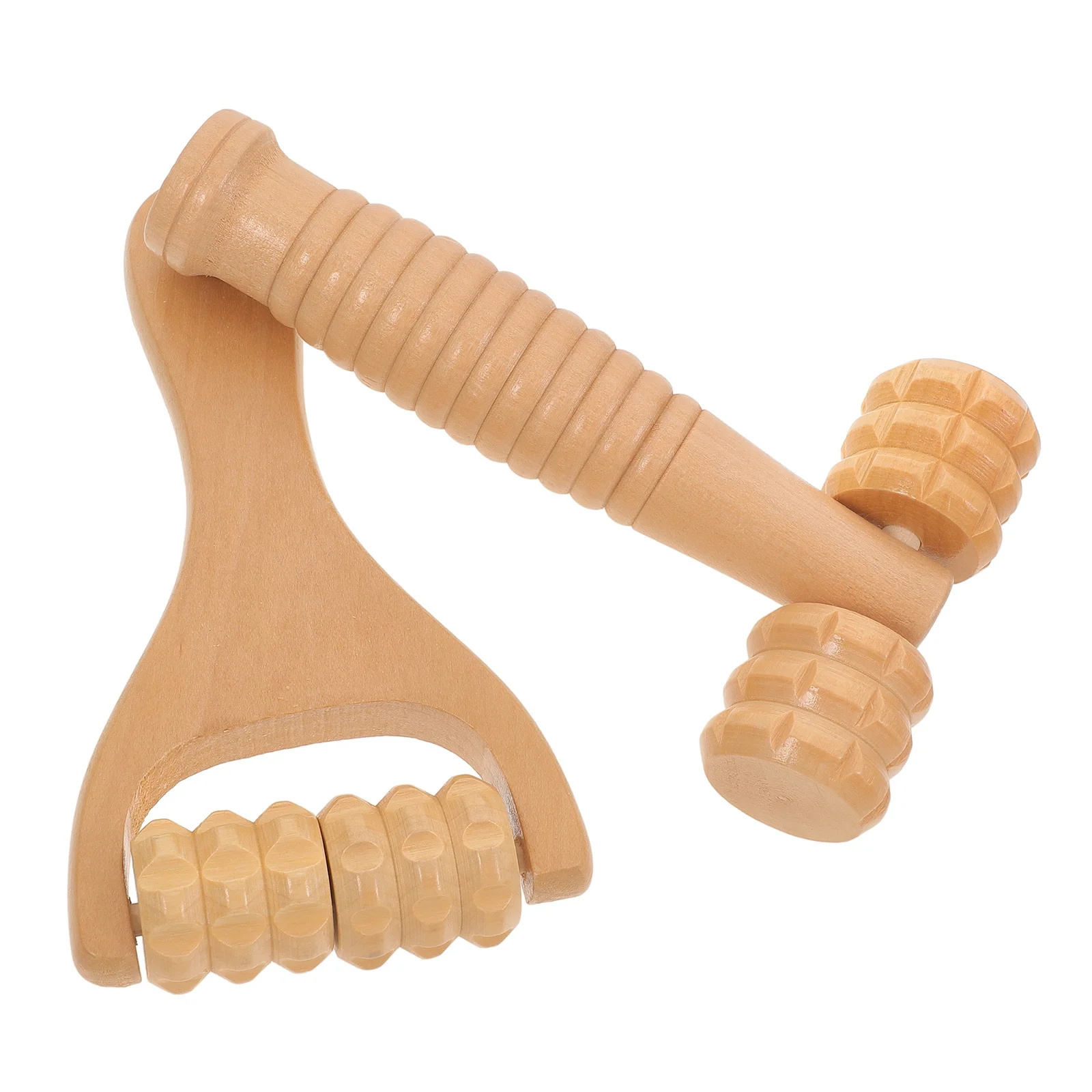 

2 шт. деревянный роликовый массажер, ручной массажный инструмент для спины, стопы, ног, лица, облегчения акупунктурных точек, портативный деревянный массажный ролик для ежедневного использования