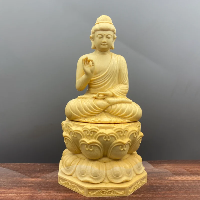 

Hinoki Wood Masterpiece Figurine, Shakyamuni Buddha Statue, Artistic Handcrafted for Home Elegance, Embodiment of Spiritual