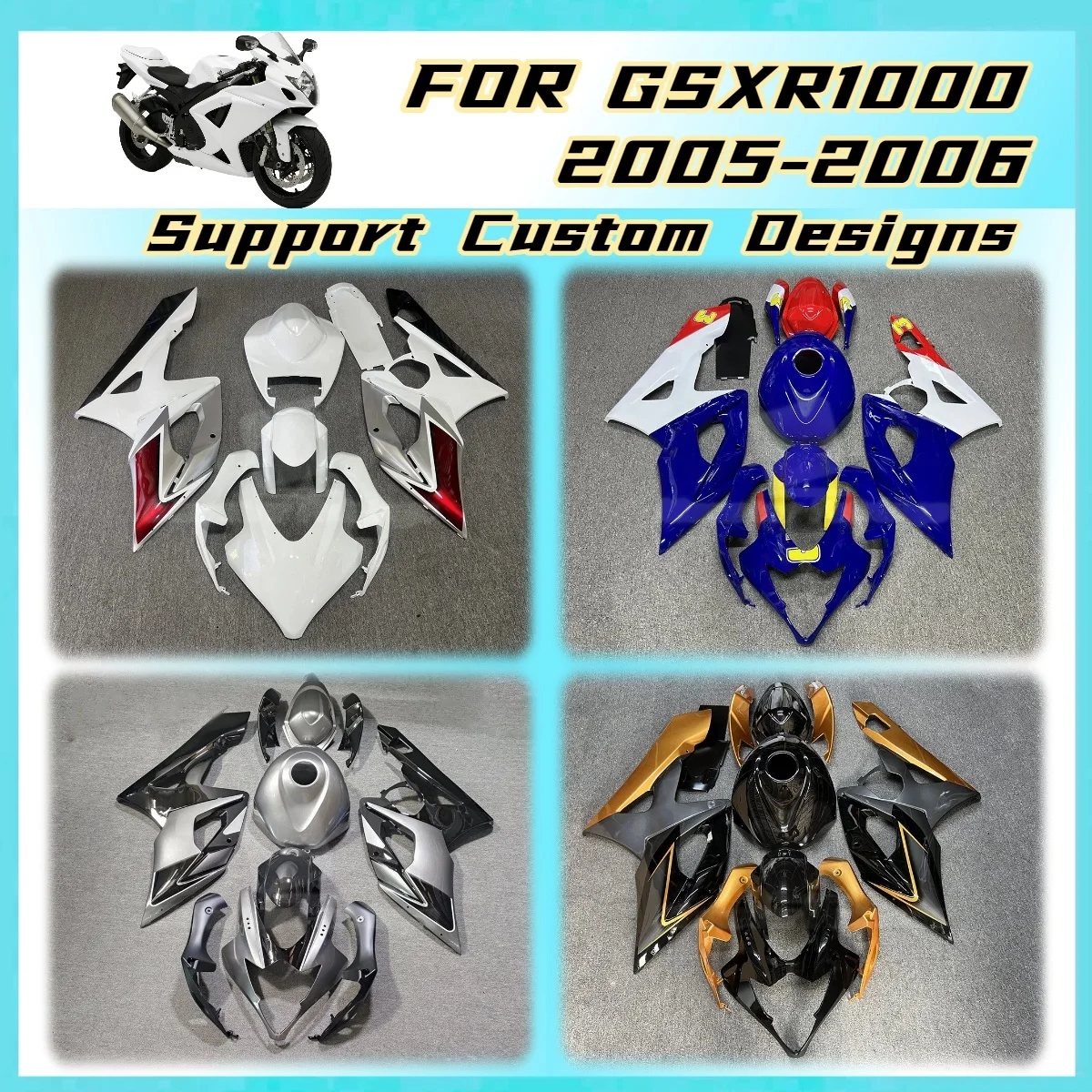 For Suzuki GSXR1000 2005 2006 Complete Fairing Kit GSXR 1000 05 06 Motorcycle Bodykit Injection Molded ABS Plastic Fairings