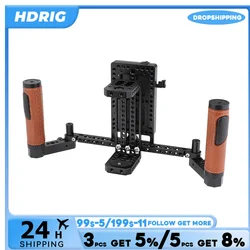 HDRIG Director's Monitor Cage Rig With V Lock Power Splitter Leather-covered Handle Grips Kit for 5