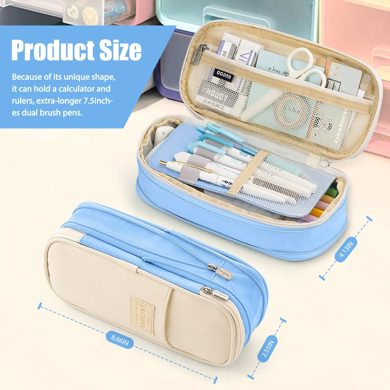 Cute Foldable Pencil Case Large Capacity Pencil Bag Pen Holder Stationery Desk Organizer Kawaii School Supplies for Students