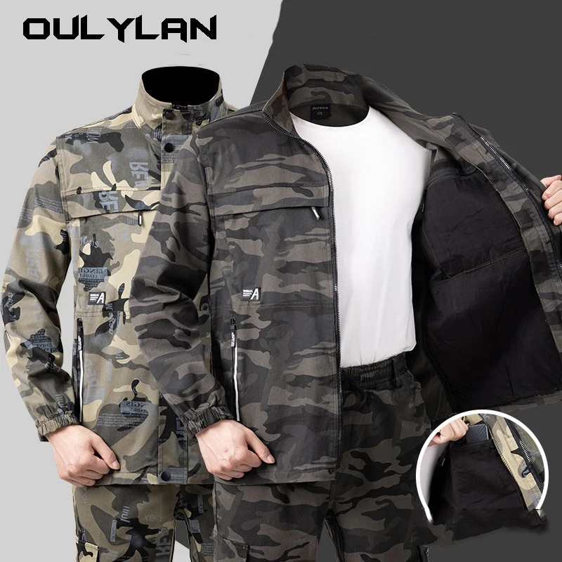 Men's Coat Spring and Autumn Camouflage Jacket Cotton Wearable Cargo Clothes Cotton Comfortable and breathable