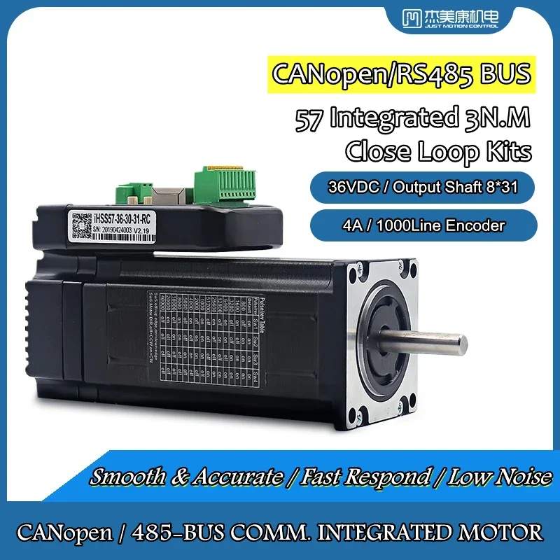 JMC 3N.M 36V CANopen + RS485 BUS COMM. 57MM Integrated Close Loop Stepper Servo Motor & Drive for CNC Machine Kits