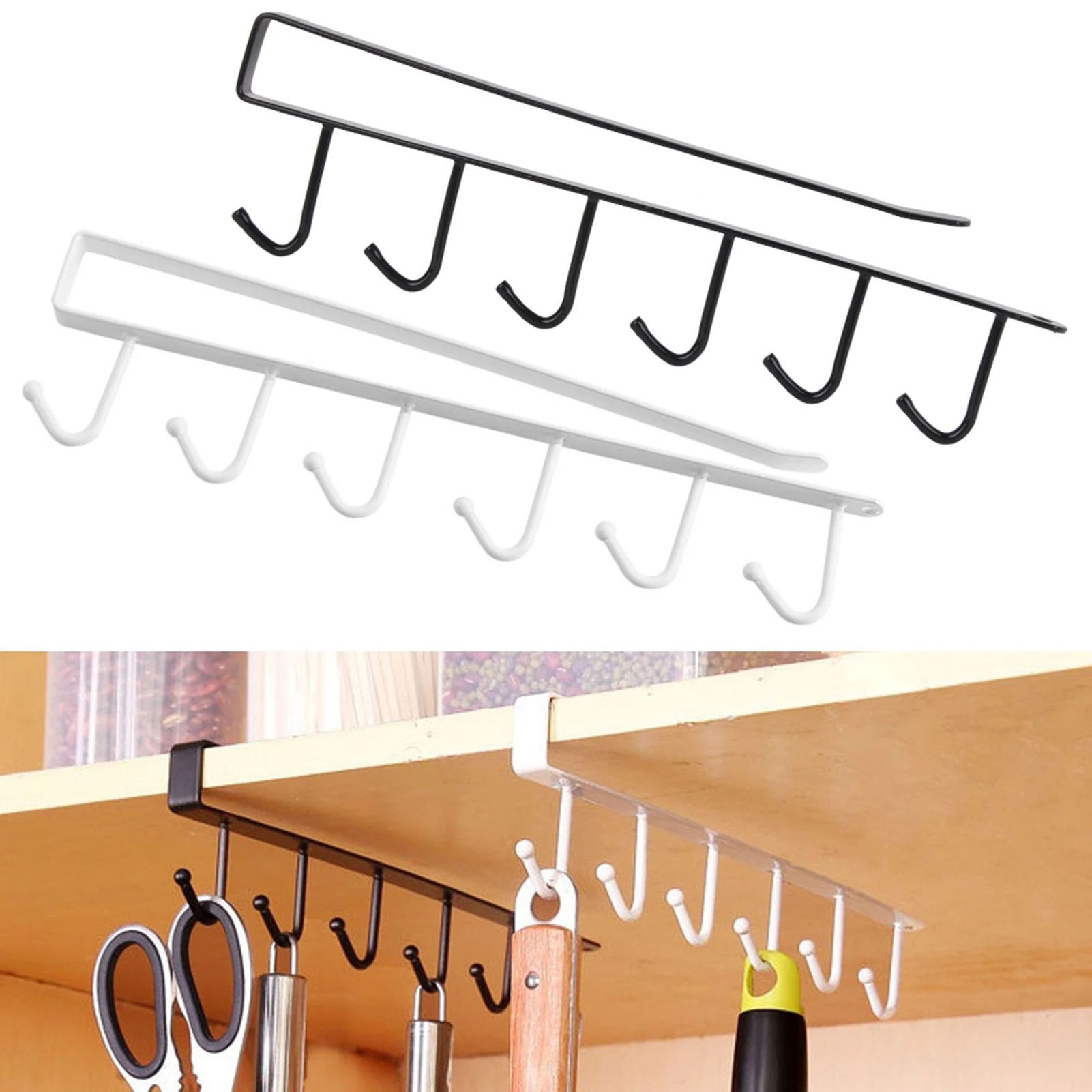 Cupboard Hook Shelf Hook Multi Functional Kitchen Storage Rack Cupboard Shelf Hanging Hook Wardrobe Organizer Holder Shelf Hooks