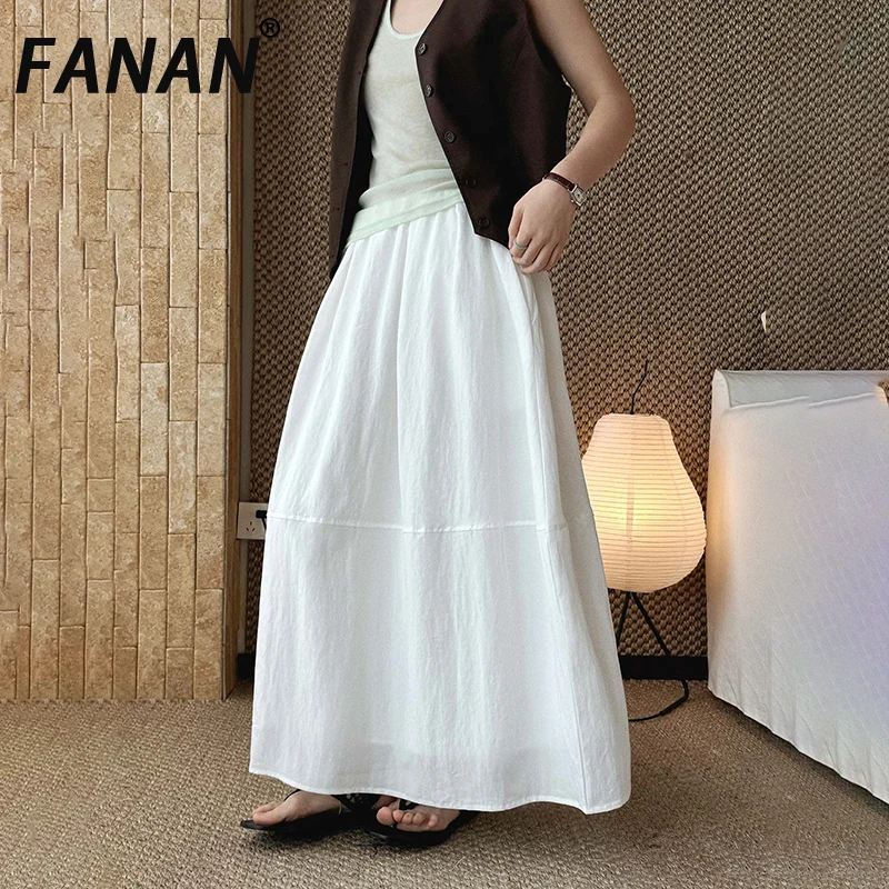 

Новая женская юбка FANAN весна-лето с высокой талией, простого европейского стиля, А-силуэт, свободная, стройнящая, на резинке
