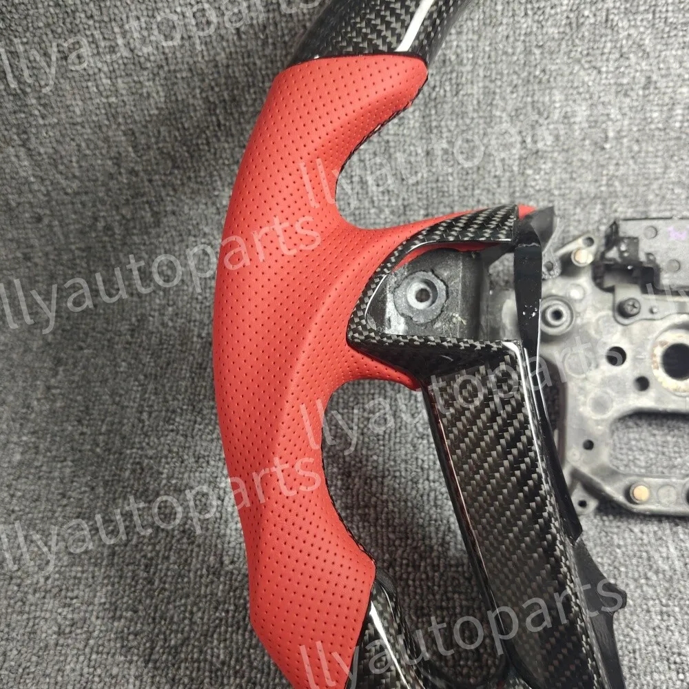 Echtes Carbon-Lenkrad mit rotem Lederbezug für Honda Accord 8. Generation 2008~2012 – Detail 6