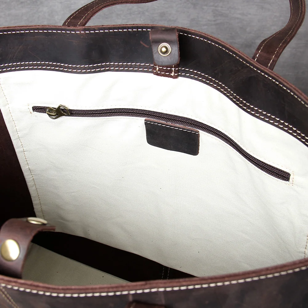 S.WORKER Vollnarbenleder Vintage Schultertasche Große Kapazität Echtleder Laptop-Einkaufstaschen für Frauen – Detail 19