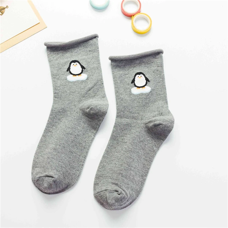 Lovely Girls\' Cartoon Animal Socks Flamingo Penguin Giraffe Alpaca Crimping Piled Soft Confinement Loose Mouth Sokken