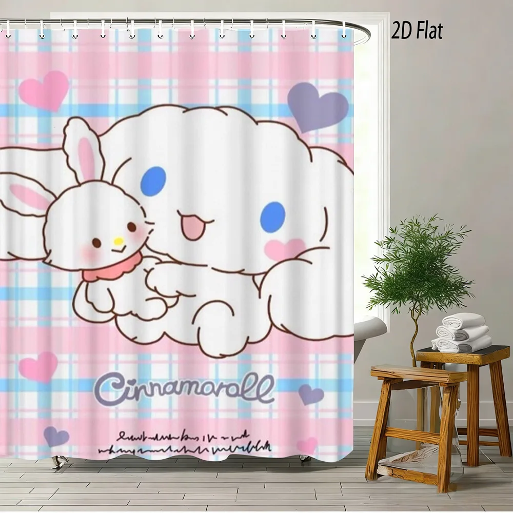 Cute Cartoon Pochacco Print Shower Curtain Waterproof Polyester Fabric Bath Curtain With 12 Hooks Easy To Install For Bathroom D view 2