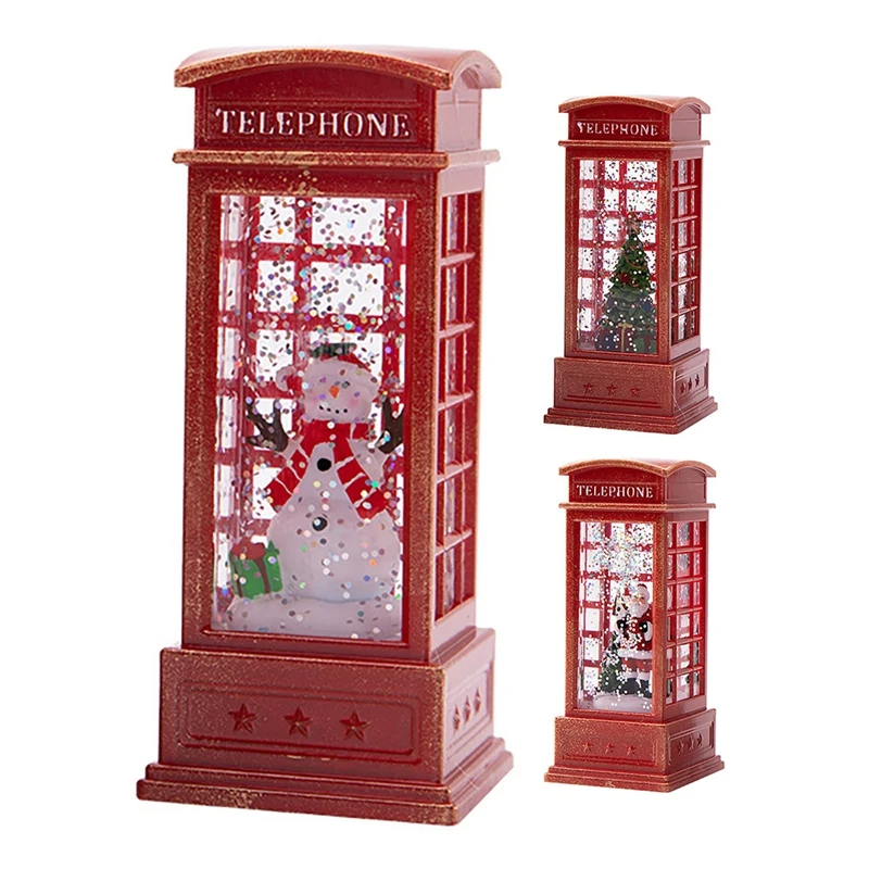 

Christmas Lantern Snow Globe Lantern Christmas Water Glittering Snow Telephone Booth For Festival For Kids