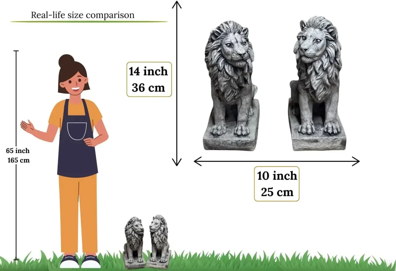 Lions Outdoor Sculpture Concrete Animals Statue Garden Painted Figure Yard Stone Decoration Front Door Entrance Figurines Pair o