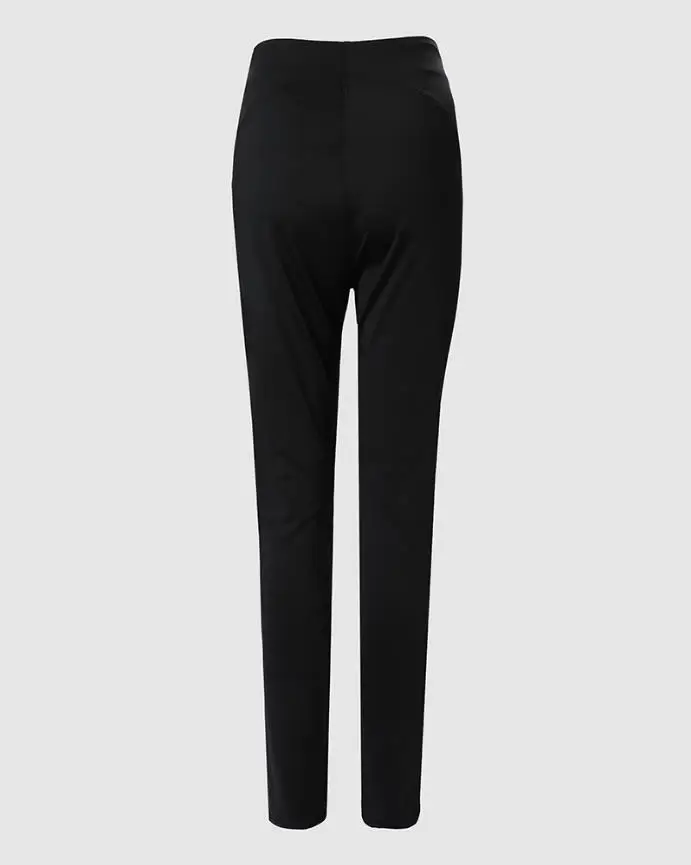 Damesbroek Hoge taille broek 2025, knoopdecoratie Kantoor Effen kleur Elegante heupliftlegging Magere potloodbroek