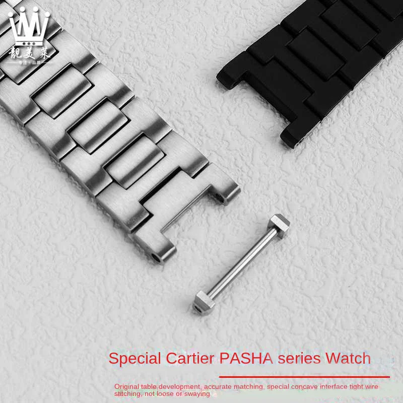 16*8mm 18*10mm 20*12mm Concave Stainless Steel Watchband for Car-tier PASHA Series WSPA0013 W31077U2 W3108555 Strap Bracelet