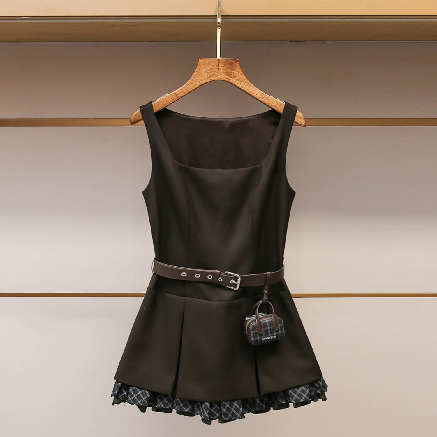 

Элегантное ретро-платье с завышенной талией для женщин, осенняя новинка, стройнящее платье-жилет для дам