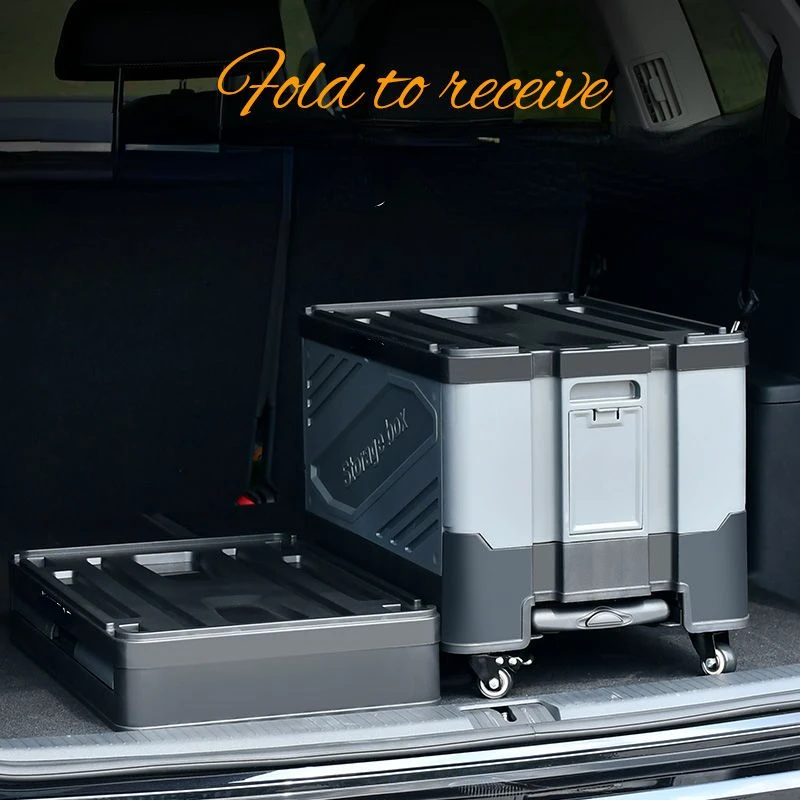 Car Trunk Large Capacity Storage Car Storage Box Car Folding Does Not Take Up Space Trunk Storage Bin Trolley with 4 Wheels