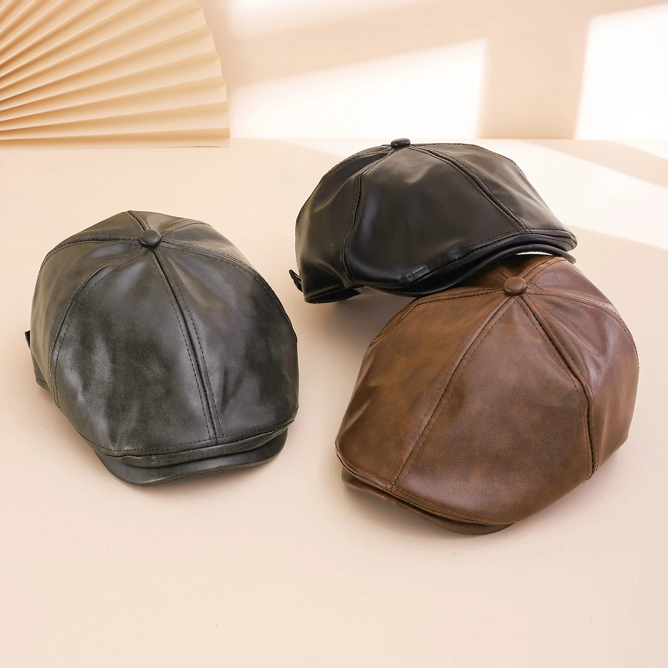 Herbst Winter American Leather Texture Forward Cap, Vintage Malermütze, modische vielseitige künstlerische Baseballkappe