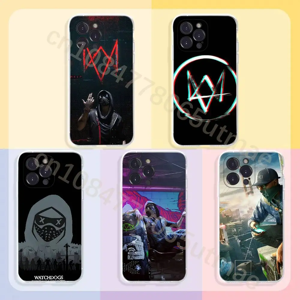 Game W-Watch Dogs Phone Case For iPhone11,12,13,14,15,16,17,Plus,Pro,Max,Plus,Transparent Cover