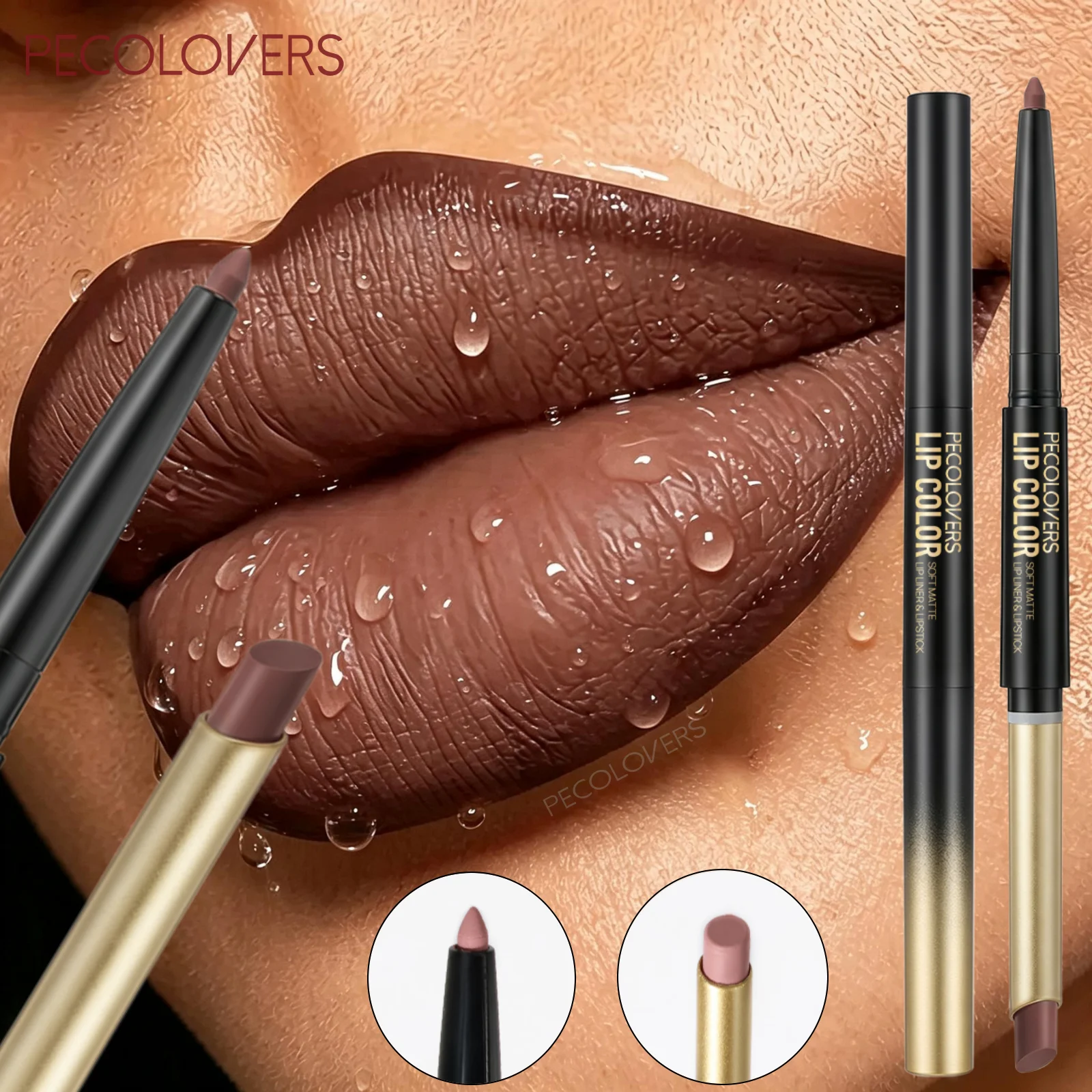 1PC Velvet Matte 2-in-1 Lip Liner & Lipstick Pen, Moisturizing Waterproof Formula, Precisely Defines Lip Contours, Durable