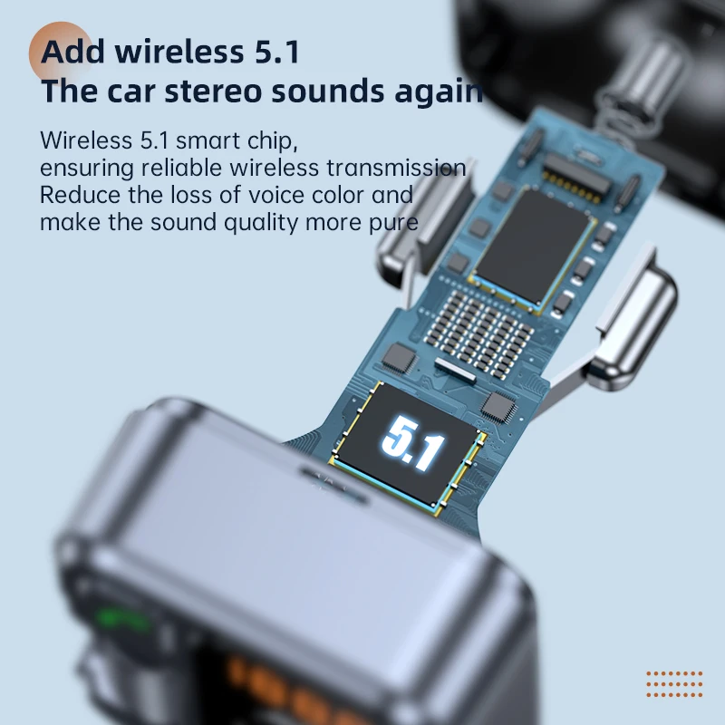 Car Bluetooth FM Transmitter for iPhone Samsung Radio Adapter Hands-Free Calling MP3 Player Dual USB Charger PD30W 12V-24V