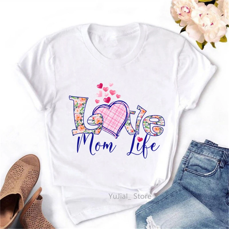 

2022 Rainbow Leopard Love Mom life Print Tshirts Women Aesthetic Clothes T Shirt Female Summer Tops Tee Shirt Femme T-Shirt