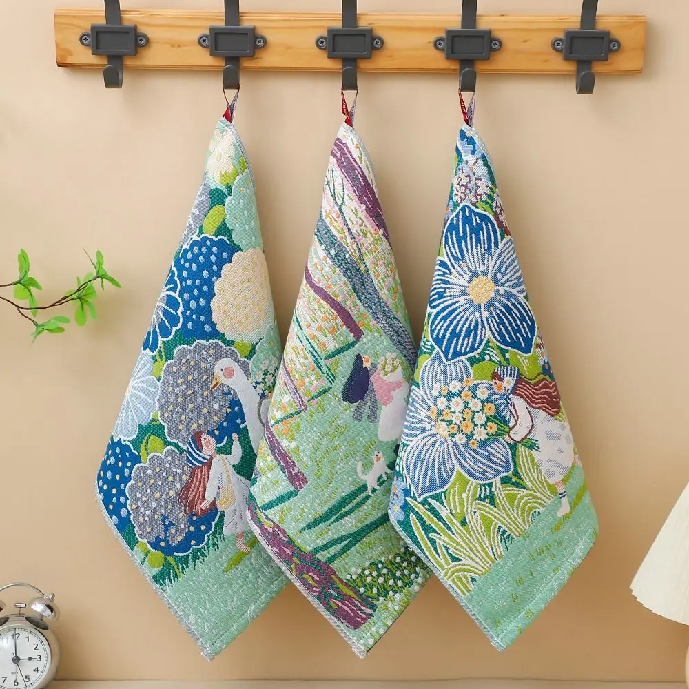 34x40cm Large Hand Towel Cartoon Quick Dry Pure Cotton Dish Cloth 4 Layer Cotton Gauze Decorative Tea Towel Home Restaurant