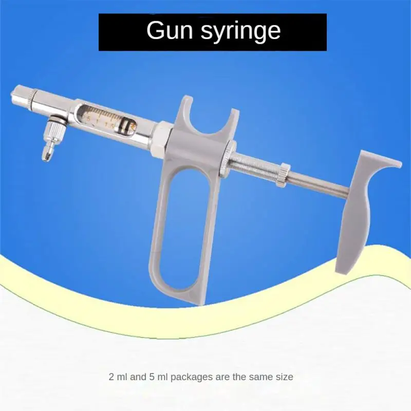 Farm Animal Medicine Feeder Metal Continuous Syringe Adjustable Continuous Use Syringe Veterinary Tools